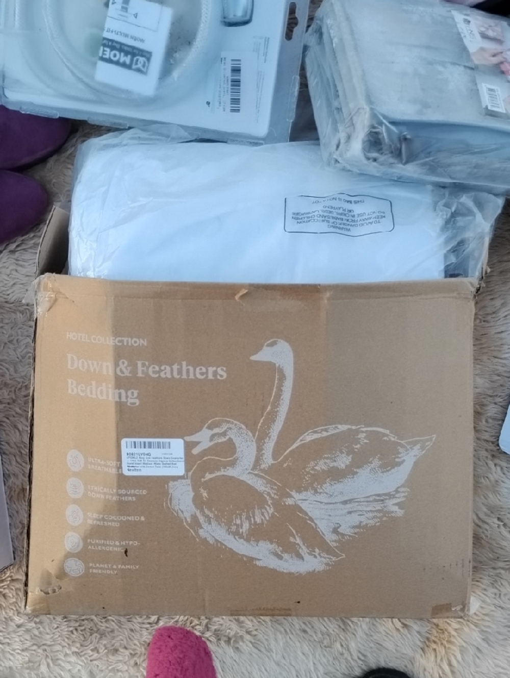 Hotel Collection Down & Feathers King size Duvet Insert Med Weight - White